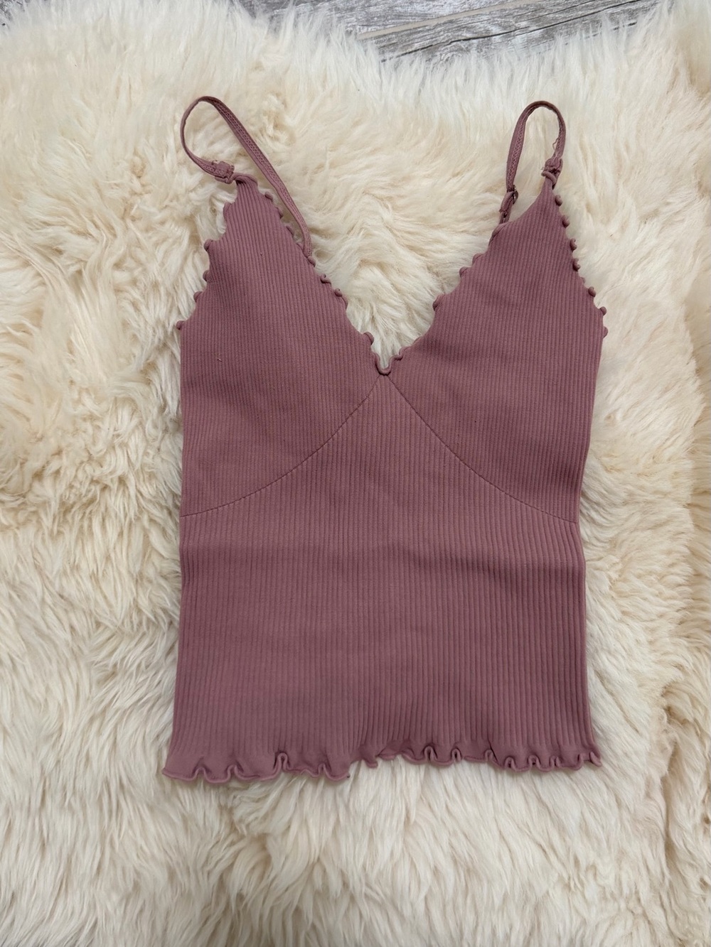 Free People intimately Ribbed V-Neck Cami Tank Top - Mauve